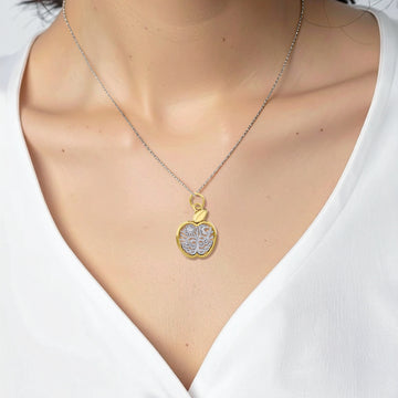 Celtic Spiritual Fruit Apple with Tree of Life 14K Solid Yellow and White Gold Charm RPD6445